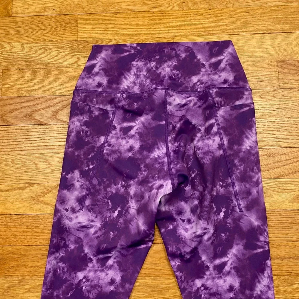 Peloton Brittany Allen Leggings Womens S Purple Tie Dye High Rise Pocket Workout